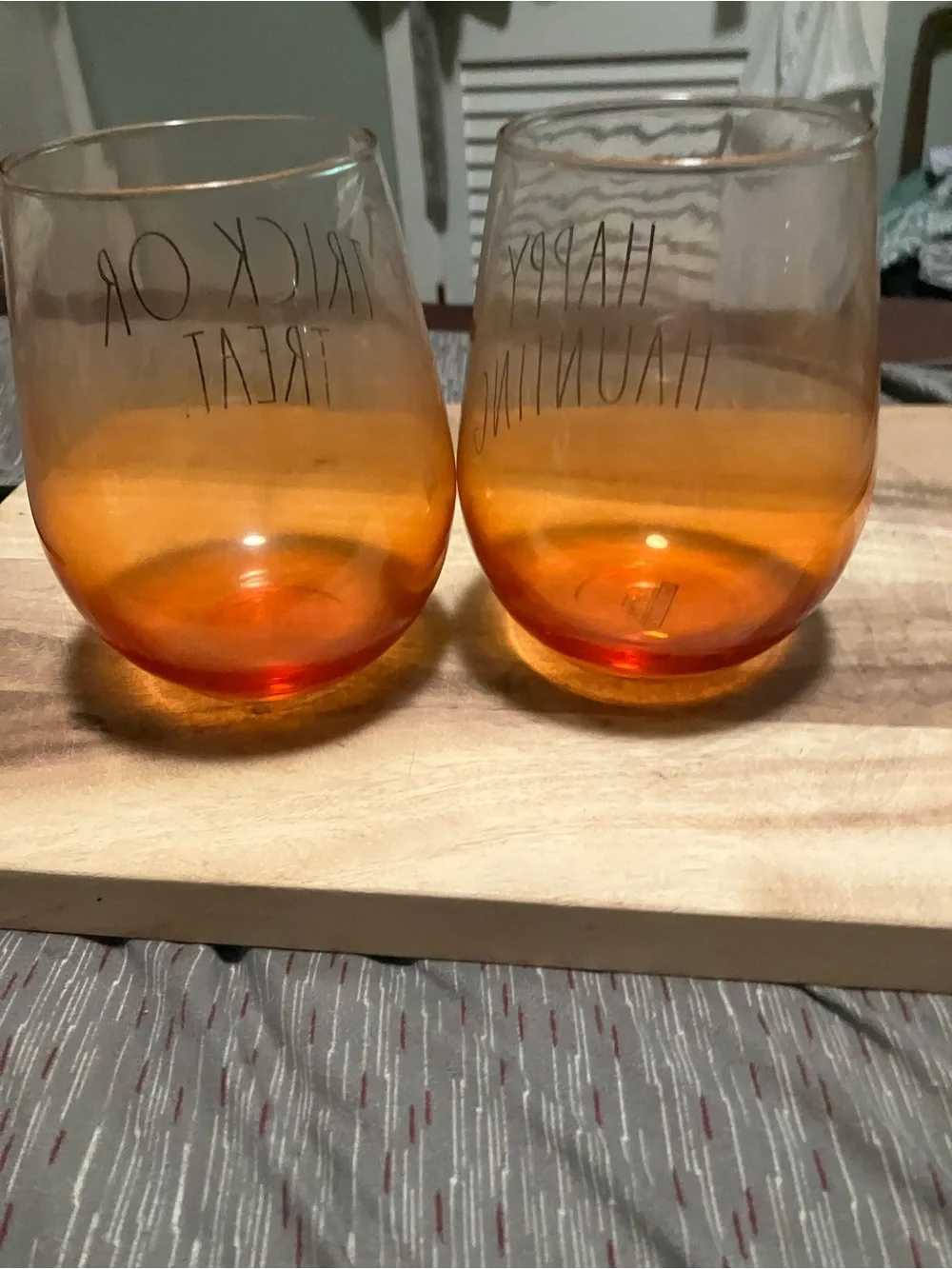 Rae Dunn Set of 2 Halloween-Themed Wine Glasses